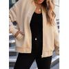 imageEVALESS Womens Bomber Jacket Coat Casual Stand Collar Zip Up Lightweight Fall Fashion Jackets Outfits with PocketsKhaki