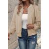 imageEVALESS Womens Bomber Jacket Coat Casual Stand Collar Zip Up Lightweight Fall Fashion Jackets Outfits with PocketsKhaki