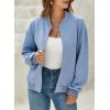 imageEVALESS Womens Bomber Jacket Coat Casual Stand Collar Zip Up Lightweight Fall Fashion Jackets Outfits with PocketsLight Blue