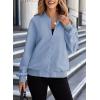 imageEVALESS Womens Bomber Jacket Coat Casual Stand Collar Zip Up Lightweight Fall Fashion Jackets Outfits with PocketsLight Blue