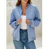 imageEVALESS Womens Bomber Jacket Coat Casual Stand Collar Zip Up Lightweight Fall Fashion Jackets Outfits with PocketsLight Blue