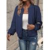 imageEVALESS Womens Bomber Jacket Coat Casual Stand Collar Zip Up Lightweight Fall Fashion Jackets Outfits with PocketsNavy Blue