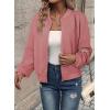 imageEVALESS Womens Bomber Jacket Coat Casual Stand Collar Zip Up Lightweight Fall Fashion Jackets Outfits with PocketsPink