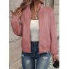 imageEVALESS Womens Bomber Jacket Coat Casual Stand Collar Zip Up Lightweight Fall Fashion Jackets Outfits with PocketsPink
