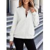 imageEVALESS Womens Bomber Jacket Coat Casual Stand Collar Zip Up Lightweight Fall Fashion Jackets Outfits with PocketsWhite