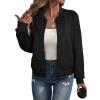 imageEVALESS Womens Bomber Jacket Coat Casual Stand Collar Zip Up Lightweight Fall Fashion Jackets Outfits with PocketsBlack