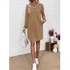 imageEVALESS Womens Dresses 2025 Fall V Neck Long Sleeve Casual Tshirt Dress Spring Contrast Striped Sweatshirt DressCamel