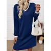 imageEVALESS Womens Dresses 2025 Fall V Neck Long Sleeve Casual Tshirt Dress Spring Contrast Striped Sweatshirt DressSail Blue