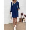 imageEVALESS Womens Dresses 2025 Fall V Neck Long Sleeve Casual Tshirt Dress Spring Contrast Striped Sweatshirt DressSail Blue