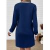 imageEVALESS Womens Dresses 2025 Fall V Neck Long Sleeve Casual Tshirt Dress Spring Contrast Striped Sweatshirt DressSail Blue