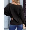 imageEVALESS Casual Crewneck Sweaters for Women Fall Winter 2025 Lightweight Long Batwing Sleeve Pullover Sweaters Tops ClothesBlack