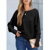 imageEVALESS Casual Crewneck Sweaters for Women Fall Winter 2025 Lightweight Long Batwing Sleeve Pullover Sweaters Tops ClothesBlack