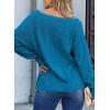 imageEVALESS Casual Crewneck Sweaters for Women Fall Winter 2025 Lightweight Long Batwing Sleeve Pullover Sweaters Tops ClothesBlue