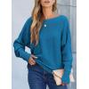 imageEVALESS Casual Crewneck Sweaters for Women Fall Winter 2025 Lightweight Long Batwing Sleeve Pullover Sweaters Tops ClothesBlue