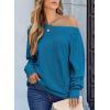 imageEVALESS Casual Crewneck Sweaters for Women Fall Winter 2025 Lightweight Long Batwing Sleeve Pullover Sweaters Tops ClothesBlue