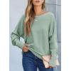 imageEVALESS Casual Crewneck Sweaters for Women Fall Winter 2025 Lightweight Long Batwing Sleeve Pullover Sweaters Tops ClothesGreen