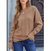 imageEVALESS Casual Crewneck Sweaters for Women Fall Winter 2025 Lightweight Long Batwing Sleeve Pullover Sweaters Tops ClothesKhaki