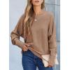 imageEVALESS Casual Crewneck Sweaters for Women Fall Winter 2025 Lightweight Long Batwing Sleeve Pullover Sweaters Tops ClothesKhaki