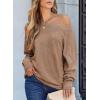 imageEVALESS Casual Crewneck Sweaters for Women Fall Winter 2025 Lightweight Long Batwing Sleeve Pullover Sweaters Tops ClothesKhaki
