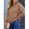 imageEVALESS Casual Crewneck Sweaters for Women Fall Winter 2025 Lightweight Long Batwing Sleeve Pullover Sweaters Tops ClothesKhaki