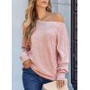 imageEVALESS Casual Crewneck Sweaters for Women Fall Winter 2025 Lightweight Long Batwing Sleeve Pullover Sweaters Tops ClothesPink