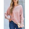 imageEVALESS Casual Crewneck Sweaters for Women Fall Winter 2025 Lightweight Long Batwing Sleeve Pullover Sweaters Tops ClothesPink
