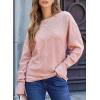 imageEVALESS Casual Crewneck Sweaters for Women Fall Winter 2025 Lightweight Long Batwing Sleeve Pullover Sweaters Tops ClothesPink