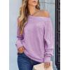 imageEVALESS Casual Crewneck Sweaters for Women Fall Winter 2025 Lightweight Long Batwing Sleeve Pullover Sweaters Tops ClothesPurple