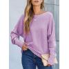 imageEVALESS Casual Crewneck Sweaters for Women Fall Winter 2025 Lightweight Long Batwing Sleeve Pullover Sweaters Tops ClothesPurple