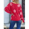 imageEVALESS Casual Crewneck Sweaters for Women Fall Winter 2025 Lightweight Long Batwing Sleeve Pullover Sweaters Tops ClothesRacing Red