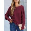 imageEVALESS Casual Crewneck Sweaters for Women Fall Winter 2025 Lightweight Long Batwing Sleeve Pullover Sweaters Tops ClothesRed
