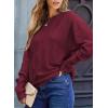 imageEVALESS Casual Crewneck Sweaters for Women Fall Winter 2025 Lightweight Long Batwing Sleeve Pullover Sweaters Tops ClothesRed