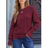 imageEVALESS Casual Crewneck Sweaters for Women Fall Winter 2025 Lightweight Long Batwing Sleeve Pullover Sweaters Tops ClothesRed