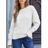 imageEVALESS Casual Crewneck Sweaters for Women Fall Winter 2025 Lightweight Long Batwing Sleeve Pullover Sweaters Tops ClothesWhite