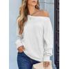 imageEVALESS Casual Crewneck Sweaters for Women Fall Winter 2025 Lightweight Long Batwing Sleeve Pullover Sweaters Tops ClothesWhite
