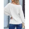 imageEVALESS Casual Crewneck Sweaters for Women Fall Winter 2025 Lightweight Long Batwing Sleeve Pullover Sweaters Tops ClothesWhite