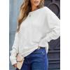 imageEVALESS Casual Crewneck Sweaters for Women Fall Winter 2025 Lightweight Long Batwing Sleeve Pullover Sweaters Tops ClothesWhite