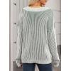 imageEVALESS Sweater for Women 2024 Fall Trendy V Neck Long Sleeve Pullover Sweaters Loose Casual Color Block Ribbed Knit TopsJungle Green