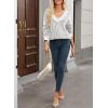 imageEVALESS Sweater for Women 2024 Fall Trendy V Neck Long Sleeve Pullover Sweaters Loose Casual Color Block Ribbed Knit TopsLight Grey
