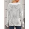 imageEVALESS Sweater for Women 2024 Fall Trendy V Neck Long Sleeve Pullover Sweaters Loose Casual Color Block Ribbed Knit TopsLight Grey
