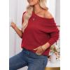 imageEVALESS Sweaters for Women Long Sleeve Fall Outfits 2025 Back Bow Knot Sweaters Round Neck Solid Knit Pullover Tops1 Red