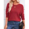imageEVALESS Sweaters for Women Long Sleeve Fall Outfits 2025 Back Bow Knot Sweaters Round Neck Solid Knit Pullover Tops1 Red