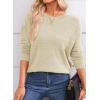 imageEVALESS Sweaters for Women Long Sleeve Fall Outfits 2025 Back Bow Knot Sweaters Round Neck Solid Knit Pullover TopsBeige