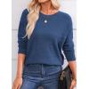 imageEVALESS Sweaters for Women Long Sleeve Fall Outfits 2025 Back Bow Knot Sweaters Round Neck Solid Knit Pullover TopsBlue
