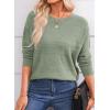 imageEVALESS Sweaters for Women Long Sleeve Fall Outfits 2025 Back Bow Knot Sweaters Round Neck Solid Knit Pullover TopsGreen