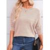 imageEVALESS Sweaters for Women Long Sleeve Fall Outfits 2025 Back Bow Knot Sweaters Round Neck Solid Knit Pullover TopsLight Pink