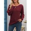 imageEVALESS Womens Crochet Boat Neck Long Sleeve Loose Fit Sweaters Fall Winter Clothes for Women Fashion 2025Burgundy