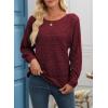 imageEVALESS Womens Crochet Boat Neck Long Sleeve Loose Fit Sweaters Fall Winter Clothes for Women Fashion 2025Burgundy