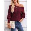 imageEVALESS Womens Crochet Boat Neck Long Sleeve Loose Fit Sweaters Fall Winter Clothes for Women Fashion 2025Burgundy