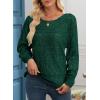 imageEVALESS Womens Crochet Boat Neck Long Sleeve Loose Fit Sweaters Fall Winter Clothes for Women Fashion 2025Dark Green